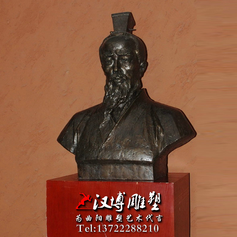 玻璃钢半身像雕塑,屈原人物雕像,古代诗人雕塑