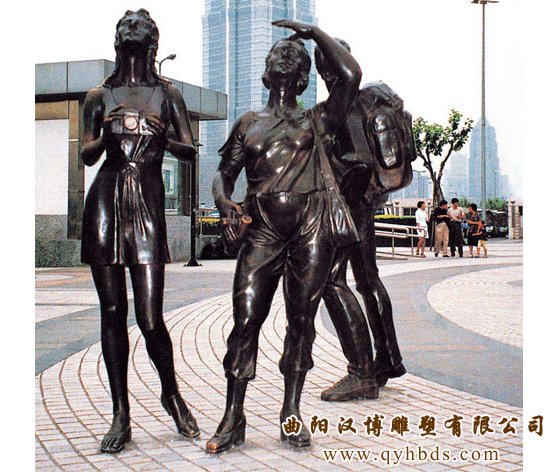 人物铸铜雕塑，商业街小品雕塑