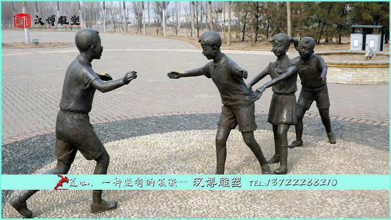 老鹰捉小鸡雕像,公园雕塑,童趣文化铜雕