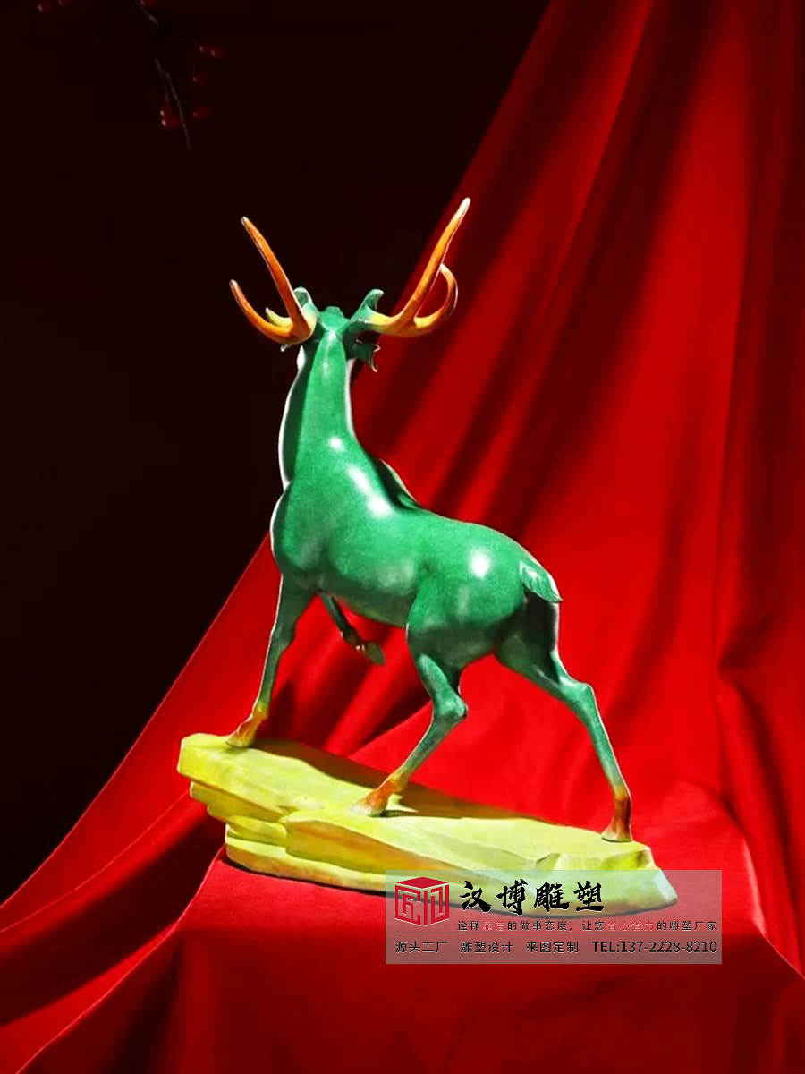 青铜鹿雕塑,室内装饰品摆件雕塑,大型室内雕塑制作工厂
