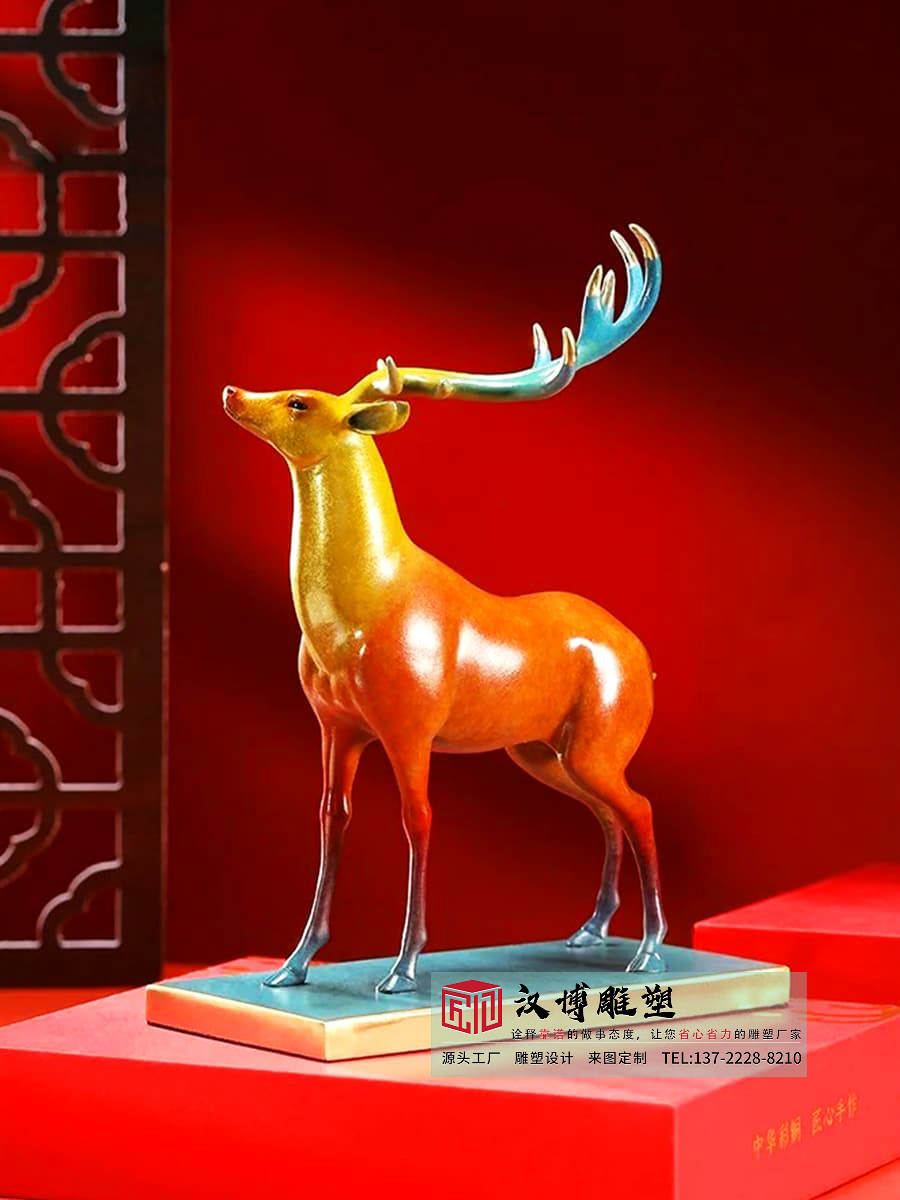 青铜鹿雕塑,室内装饰品摆件雕塑,大型室内雕塑制作工厂