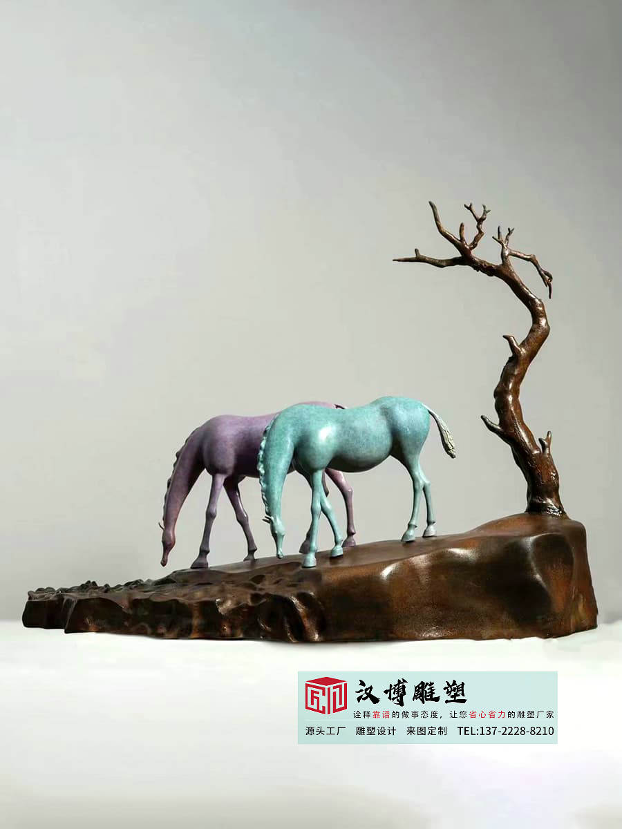 铸铜抽象马雕塑,室内铜马雕塑摆件,创意金属雕塑实力厂家