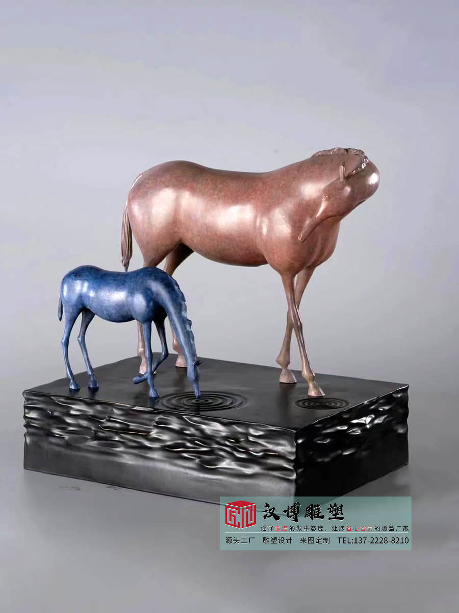 铸铜抽象马雕塑,室内铜马雕塑摆件,创意金属雕塑实力厂家