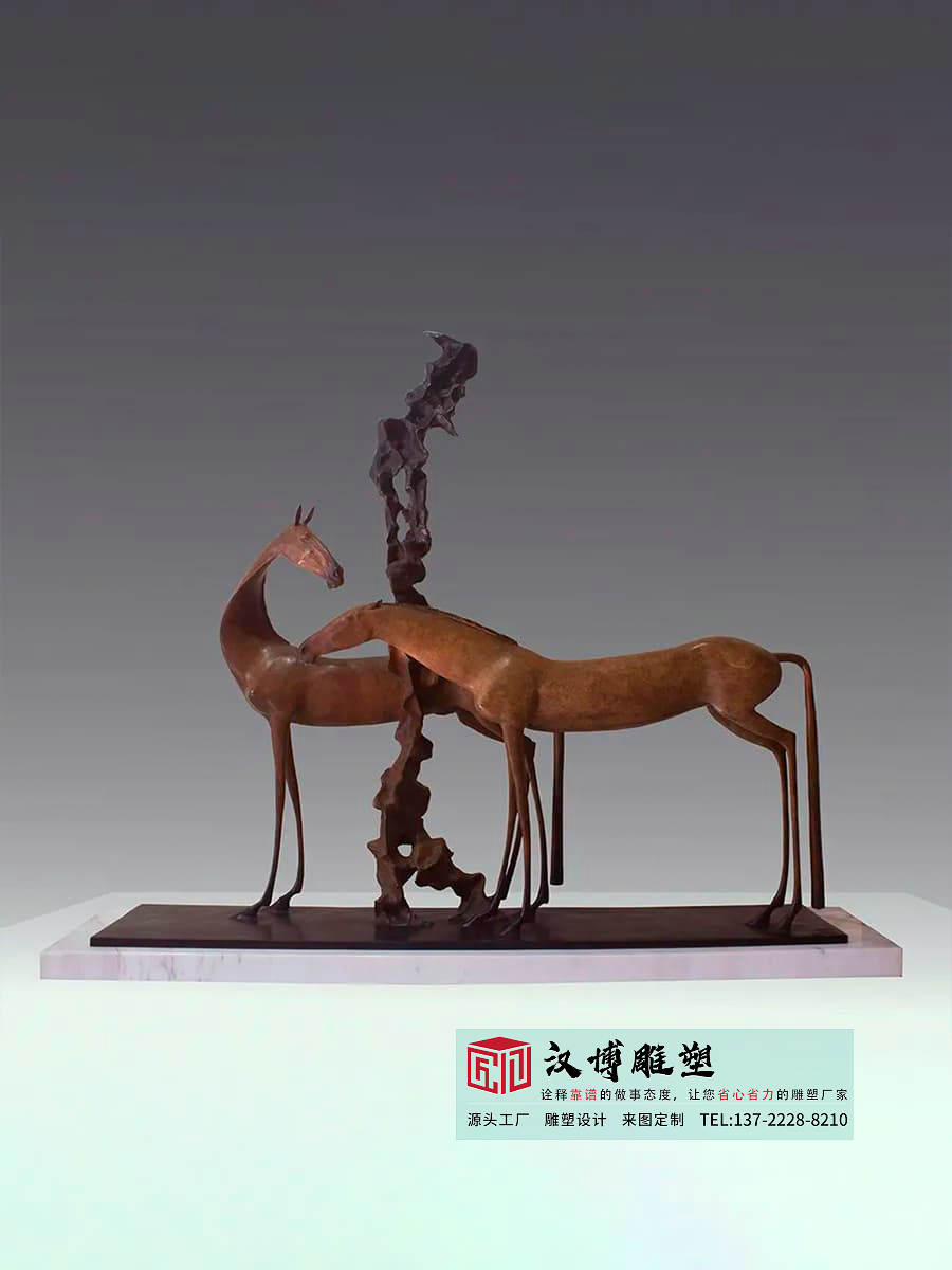 铸铜抽象马雕塑,室内铜马雕塑摆件,创意金属雕塑实力厂家