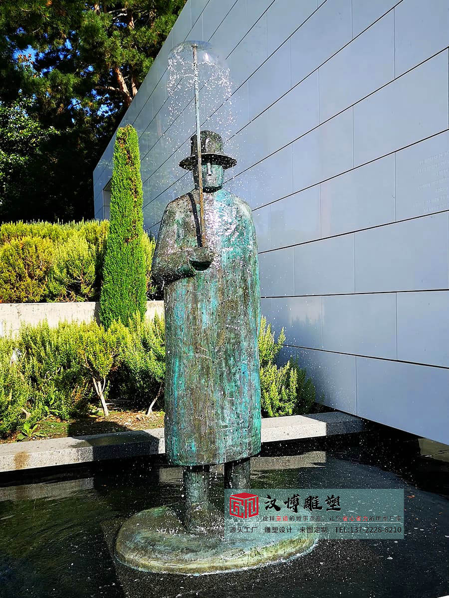 金属人物喷泉雕塑,园林景观雕塑,不锈钢雕塑加工工厂