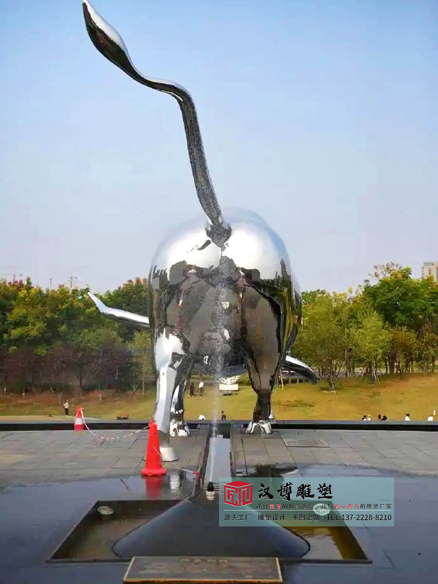 金属拼接牛雕塑,商务装饰雕塑定制,户外大型雕塑制作工厂