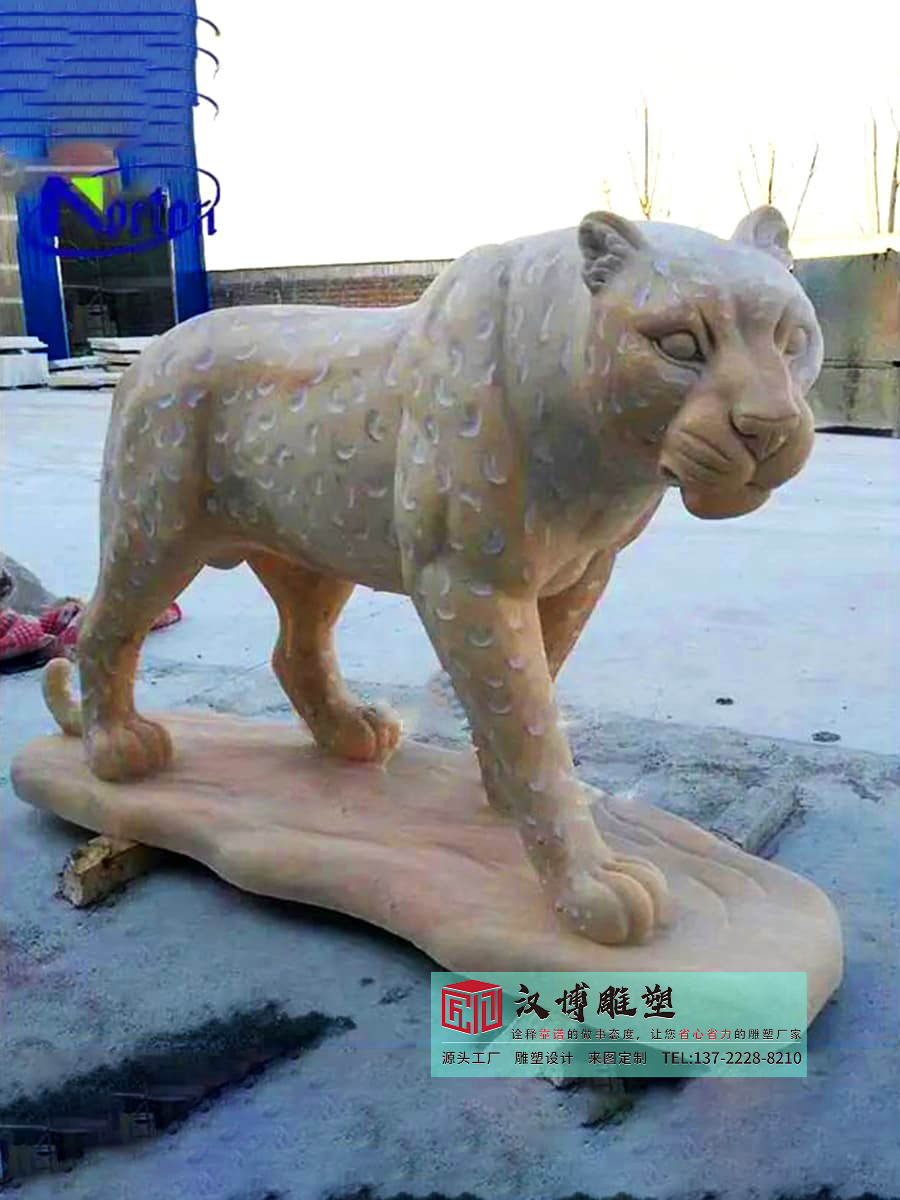 石雕金钱豹雕塑,户外公园建设装饰雕塑,园林景观雕塑源头工厂