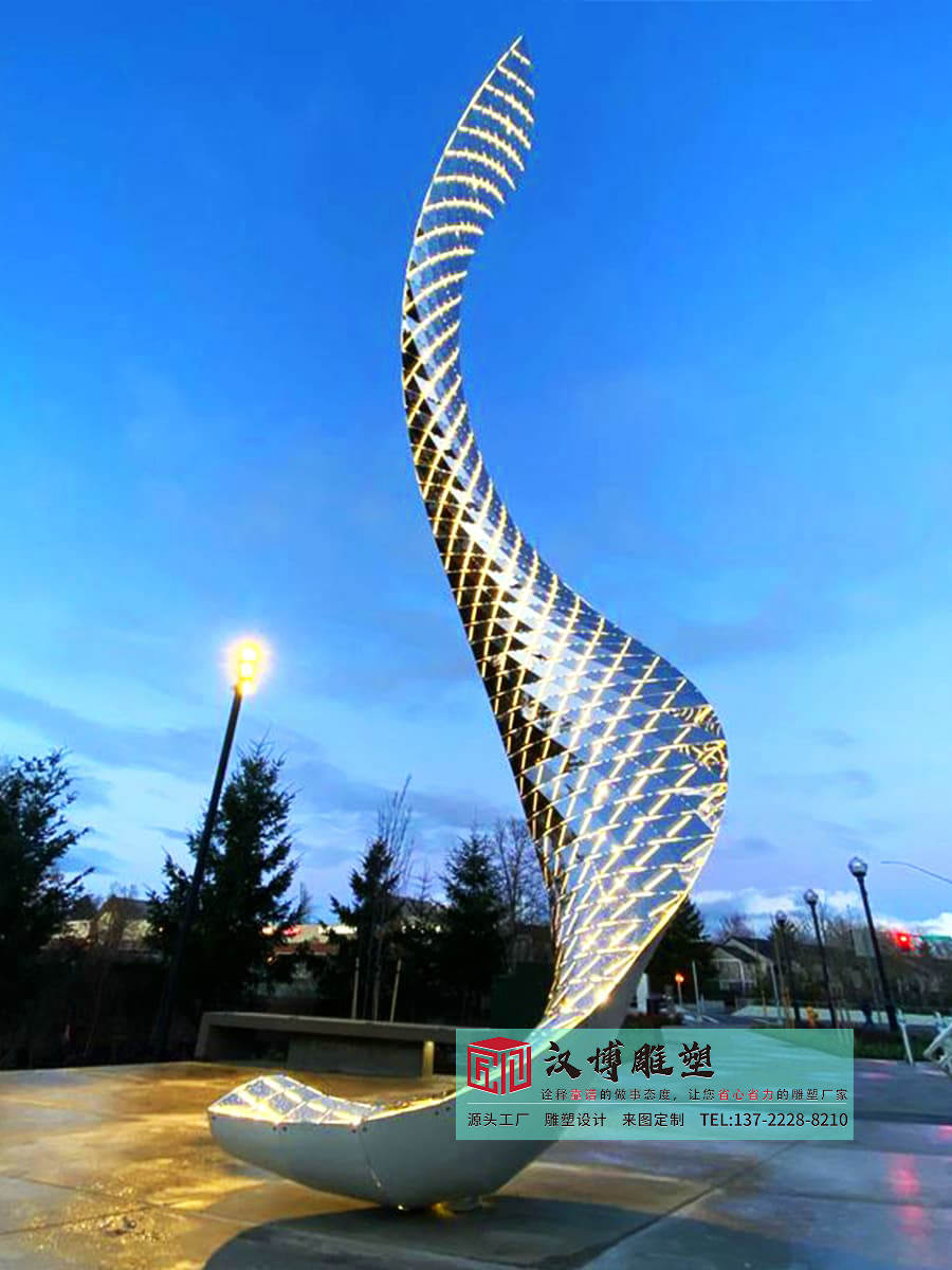 不锈钢创意发光雕塑,房地产室外广场庭院雕塑,不锈钢雕塑制作工厂