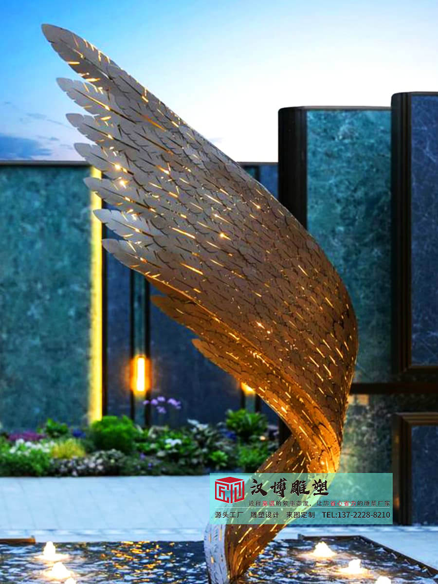 不锈钢创意发光雕塑,房地产室外广场庭院雕塑,不锈钢雕塑制作工厂