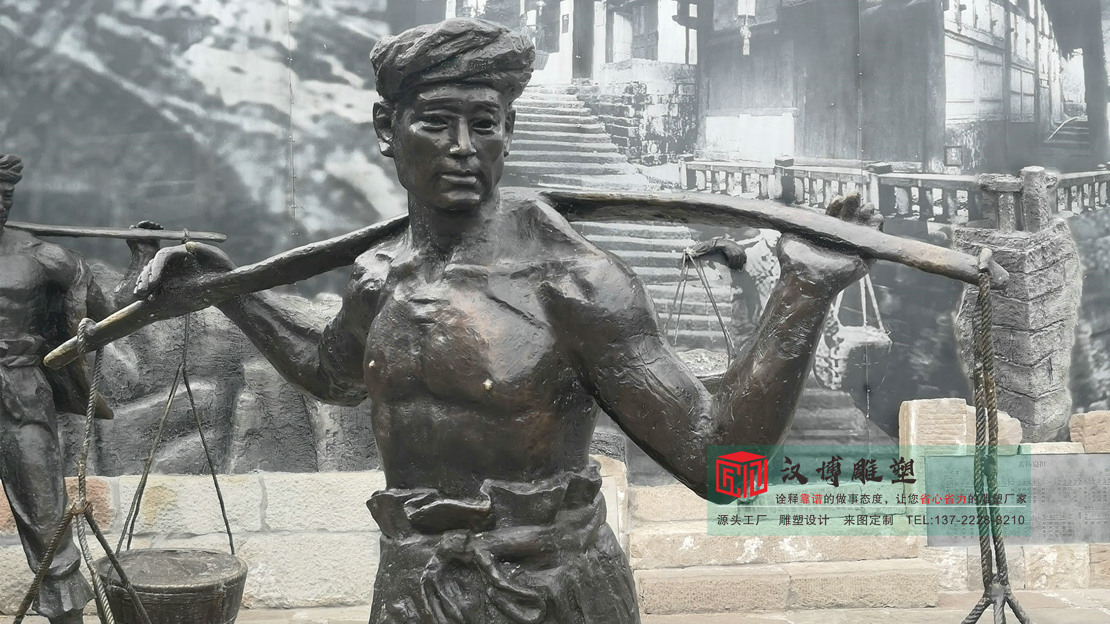铸铜码头人物雕塑,古镇旅游景区码头雕塑,铸铜雕塑定制厂家