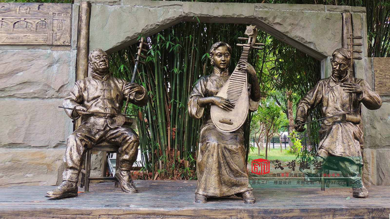 铸铜弹评书人物雕塑,旅游景区码头人物雕塑,情景人物雕塑定制工厂