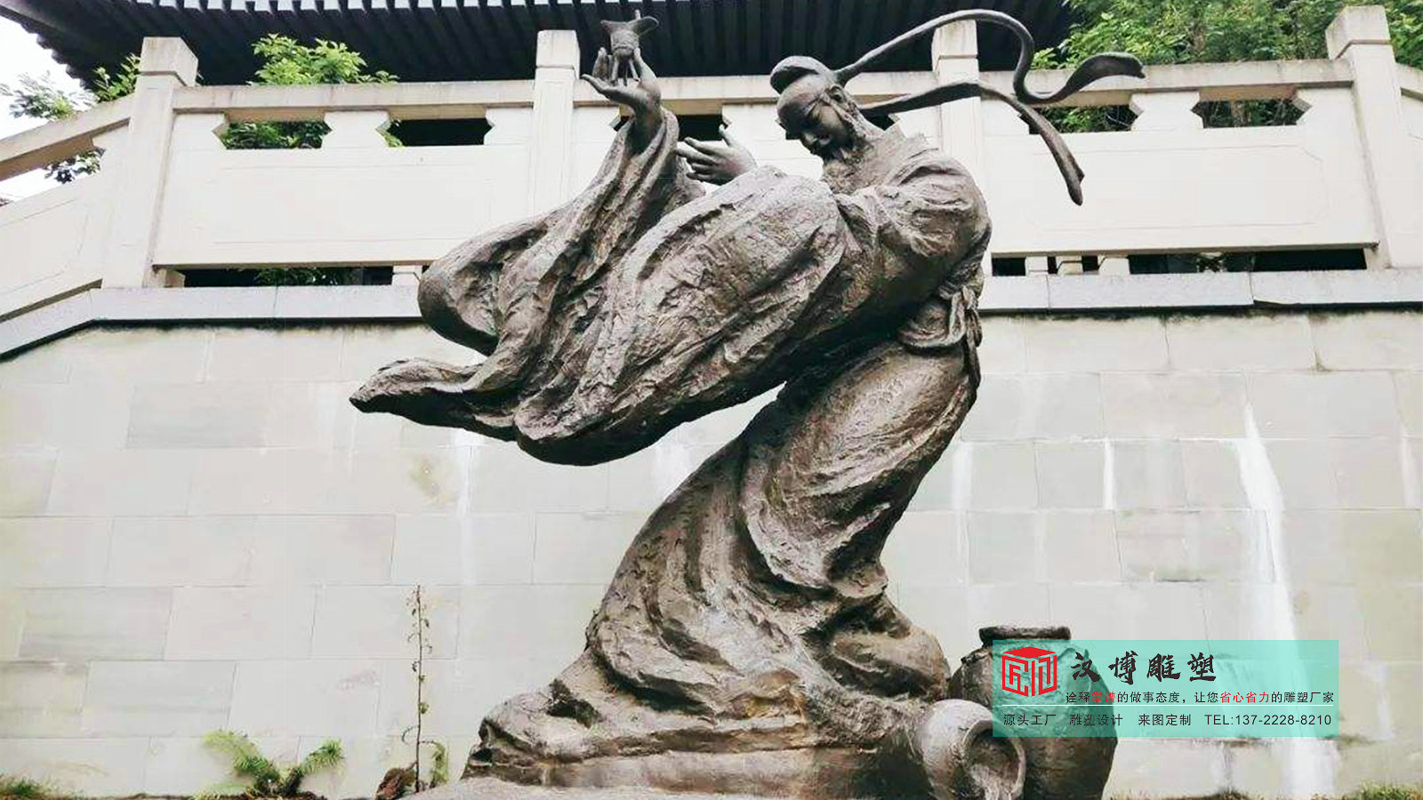 铸铜历史名人李白雕塑,户外公园景观,黄铜人物雕塑源头工厂